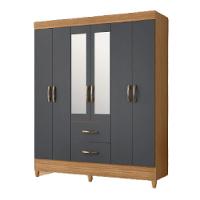 Guarda Roupas Casal Com Espelho 6 Portas 2 Gavetas Mobi Nature / Grafite Albatroz Nat/titan - 1