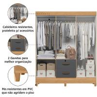 Guarda Roupas Casal Com Espelho 6 Portas 2 Gavetas Mobi Nature / Grafite Albatroz Nat/titan - 5