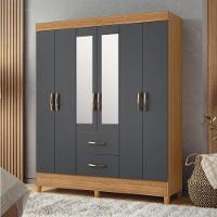 Guarda Roupas Casal Com Espelho 6 Portas 2 Gavetas Mobi Nature / Grafite Albatroz Nat/titan - 6