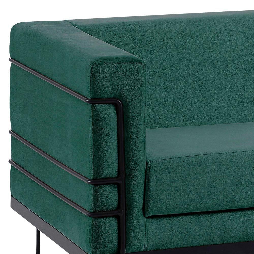 Sofa 2 Lug Base Aço Preto 135 Cm 2064x2 Veludo Verde Dmobiliario Verde - 3