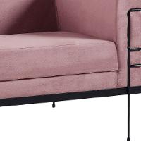 Sofa 2 Lug Base Aço Preto 135 Cm 2064x2 Veludo Rosa Dmobiliario Rosa - 3