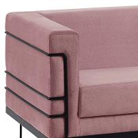 Sofa 2 Lug Base Aço Preto 135 Cm 2064x2 Veludo Rosa Dmobiliario Rosa