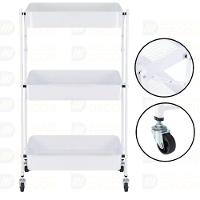 Kit 2 Carrinho Multiuso Organizador Dobrável Com 3 Prateleiras - Branco - 3