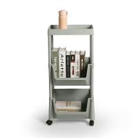 Kit 2 Carrinho Multiuso Prático 3 Prateleiras Em Plástico Com Rodízio - Cinza - 3