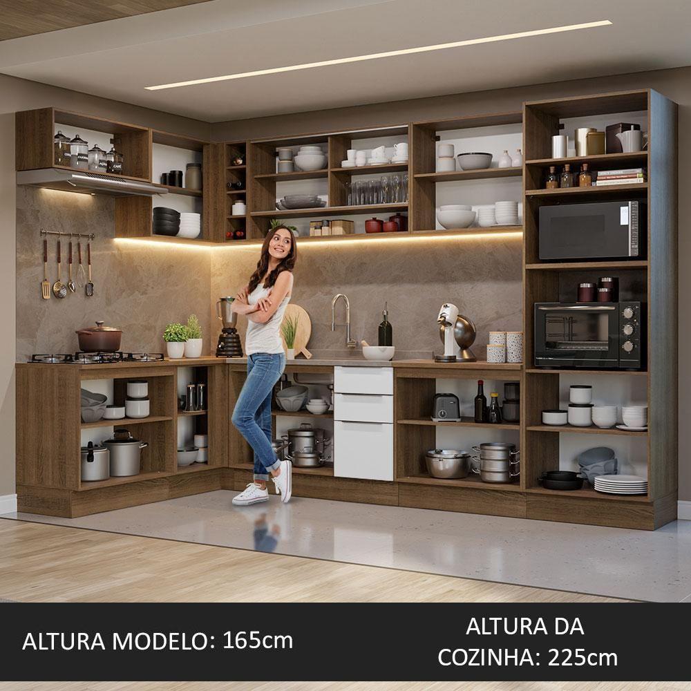 Armário De Cozinha Completa De Canto 499cm Rustic/branco Stella Madesa 02 Rustic/branco - 2