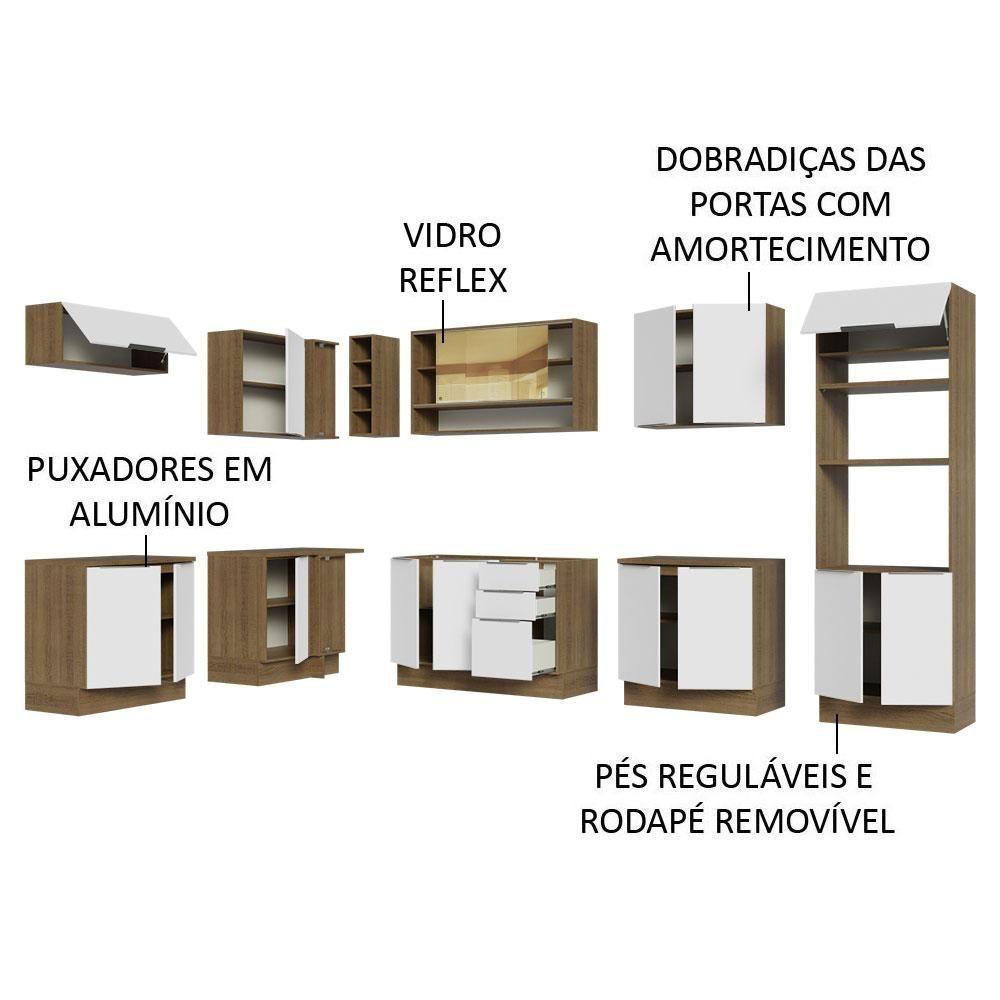 Armário De Cozinha Completa De Canto 499cm Rustic/branco Stella Madesa 02 Rustic/branco - 3