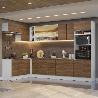 Armário de Cozinha Completa de Canto Stella 15 Portas 3 Gavetas MDF Branco Rustic