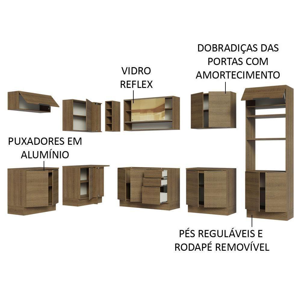 Armário De Cozinha Completa De Canto 499cm Rustic Stella Madesa 02 Rustic - 10