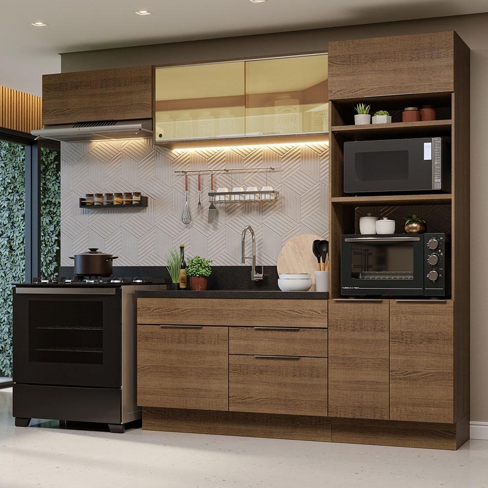 Armário De Cozinha Completa 270cm Rustic Stella Madesa 08 Rustic - 1