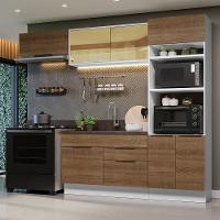 Armário De Cozinha Completa 270cm Branco/rustic Stella Madesa 08 Branco/rustic - 1