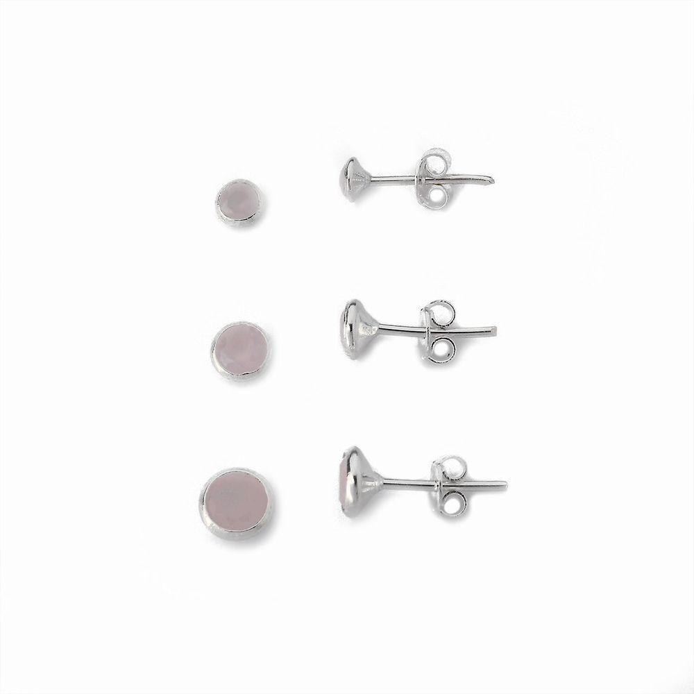 Kit Trio De Brincos Ponto De Luz Prata 925 Rosa - 1