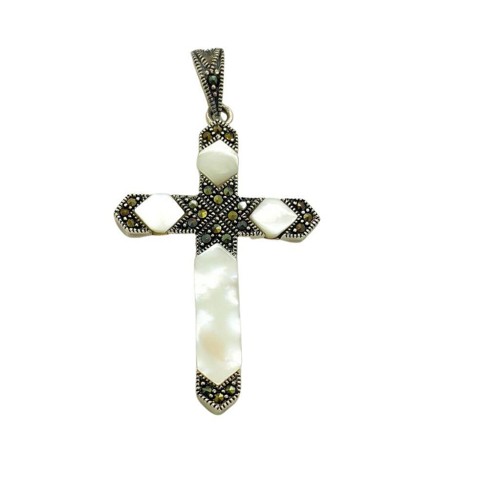 Pingente Bali Crucifixo Com Madrepérola Prata 925 - 1