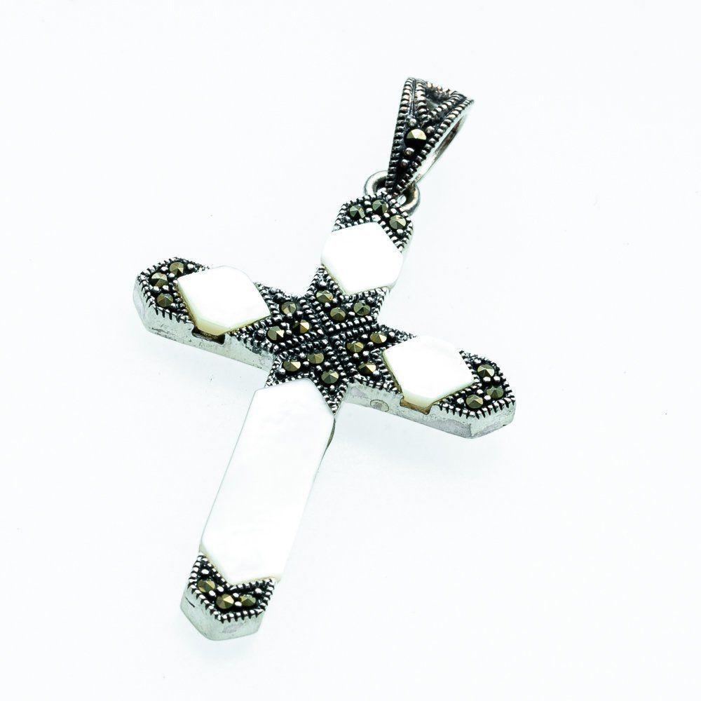 Pingente Bali Crucifixo Com Madrepérola Prata 925 - 2