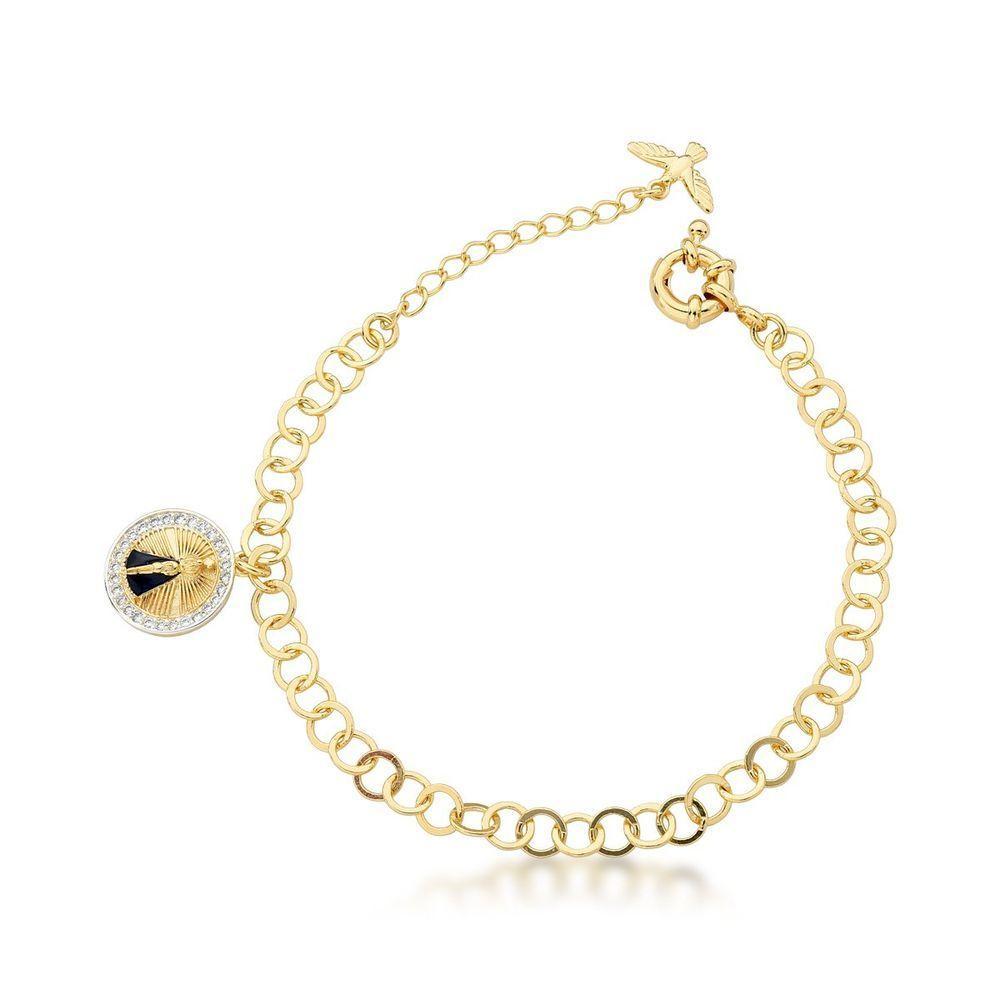 Pulseira Nossa Senhora Aparecida Semijoia Banhado A Ouro18k 18cm - 1