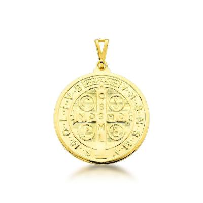 Pingente Mandala Dupla Face São Bento Banhado A Ouro 18k