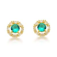 Conjunto Colar e Brincos Com Zirconia Verde Clara Banhada A Ouro 18k 45cm