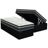 Cama Box Baú Solteiro: Colchão Molas Bonnel Orthoflex Venezia + Base CRC Suede Black(88x188) - 1