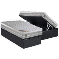 Cama Box Baú Solteiro: Colchão Molas Ensacadas Castor Pocket Premium Gel + Base CRC Suede Gray(88x188) - 1