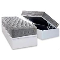 Cama Box Baú Solteiro: Colchão Molas Ensacadas Anjos MasterPocket Soft Dream + Base CRC Courano Branco(88x188) - 1