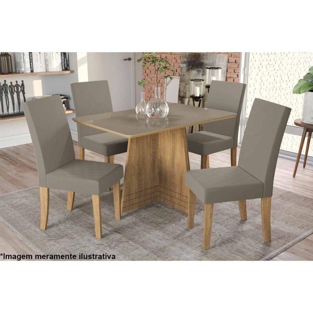 Tampo Mesa Sala de Jantar Madeirado c/Vidro TA31 80x120cm Freijó/Bronze - Kappesberg - 2