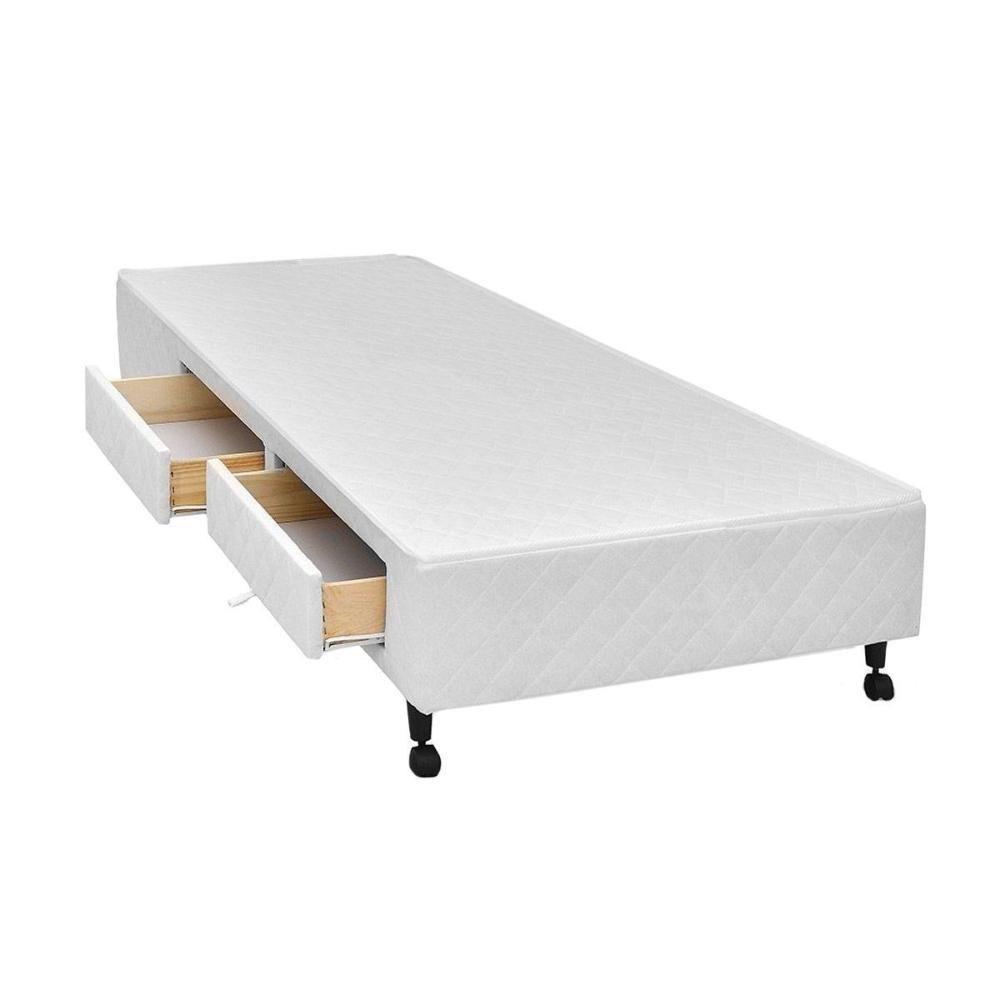 Cama Box Base c/Gavetas Solteiro Poli Tecido White (78x27-c/2 Gavs) - Castor - 1