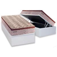 Cama Box Baú Solteiro: Colchão Molas Ensacadas Paropas MasterPocket Esplêndido Bordô + Base CRC Courano White(88x188) - 1