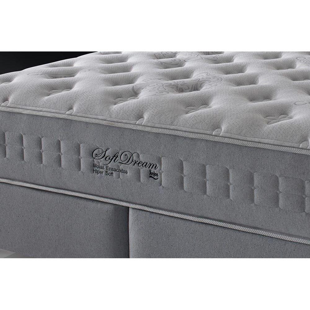 Cama Box Baú Solteiro: Colchão Molas MasterPocket Ensacadas Anjos   Soft Dream + Base CRC Courano Branco(88x188) - 2