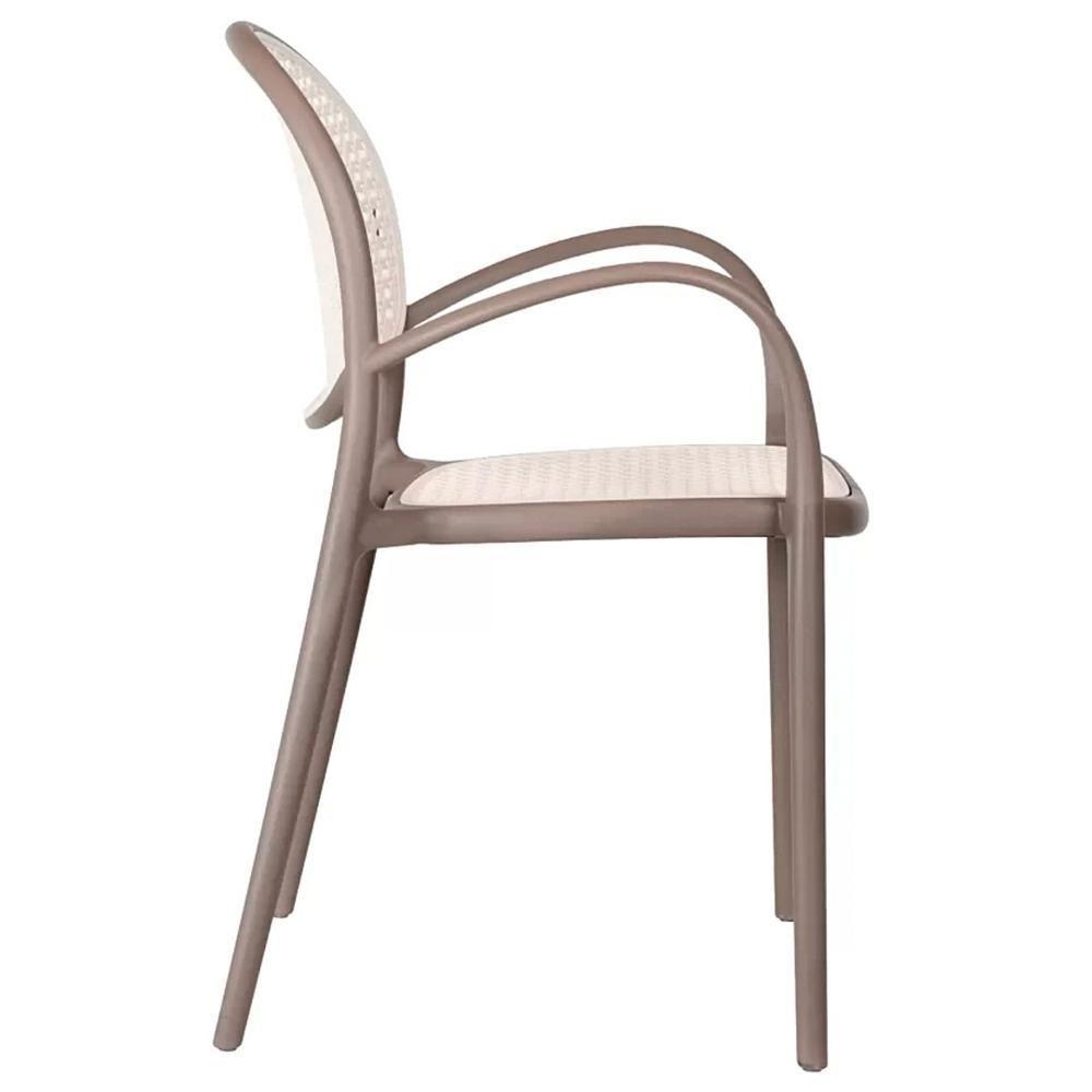 Kit 4 Cadeiras Empilhável Portofino Fratini Polipropileno Cor Cinza E Assento Simulando Palha Natura - 4