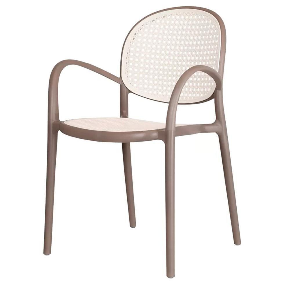 Kit 4 Cadeiras Empilhável Portofino Fratini Polipropileno Cor Cinza E Assento Simulando Palha Natura - 7