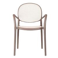 Kit 4 Cadeiras Empilhável Portofino Fratini Polipropileno Cor Cinza E Assento Simulando Palha Natura - 3