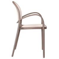 Kit 4 Cadeiras Empilhável Portofino Fratini Polipropileno Cor Cinza E Assento Simulando Palha Natura