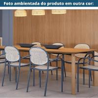Kit 4 Cadeiras Empilhável Portofino Fratini Polipropileno Cor Cinza E Assento Simulando Palha Natura - 5