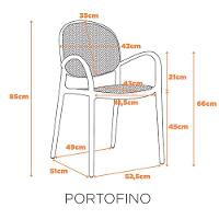 Kit 4 Cadeiras Empilhável Portofino Fratini Polipropileno Cor Cinza E Assento Simulando Palha Natura - 6