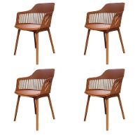 Kit 4 Cadeiras Montreal Marcela Fratini Almofada Em Pu Estrutura Em Polipropileno Marrom Capuccino - 1