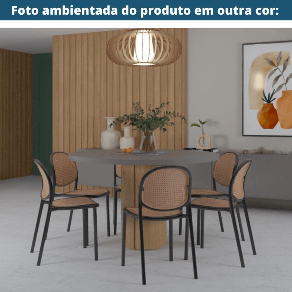 Kit 4 Cadeiras Empilhável Positano Fratini Polipropileno Cor Azul E Assento Simulando Palha Natural - 4