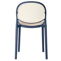 Kit 4 Cadeiras Empilhável Positano Fratini Polipropileno Cor Azul E Assento Simulando Palha Natural - 3