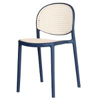 Kit 4 Cadeiras Empilhável Positano Fratini Polipropileno Cor Azul E Assento Simulando Palha Natural - 5