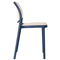 Kit 4 Cadeiras Empilhável Positano Fratini Polipropileno Cor Azul E Assento Simulando Palha Natural - 7