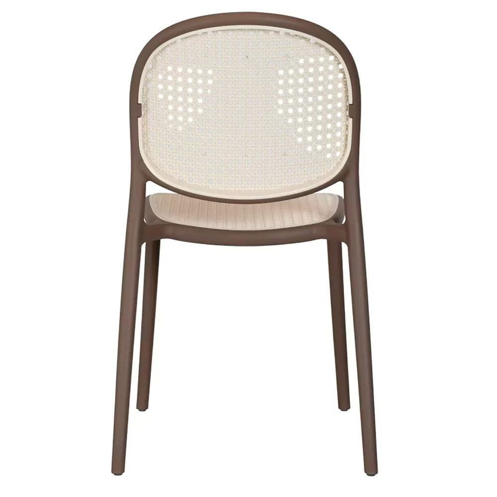 Kit 4 Cadeiras Empilhável Positano Fratini Polipropileno Cor Cinza E Assento Simulando Palha Natural - 5