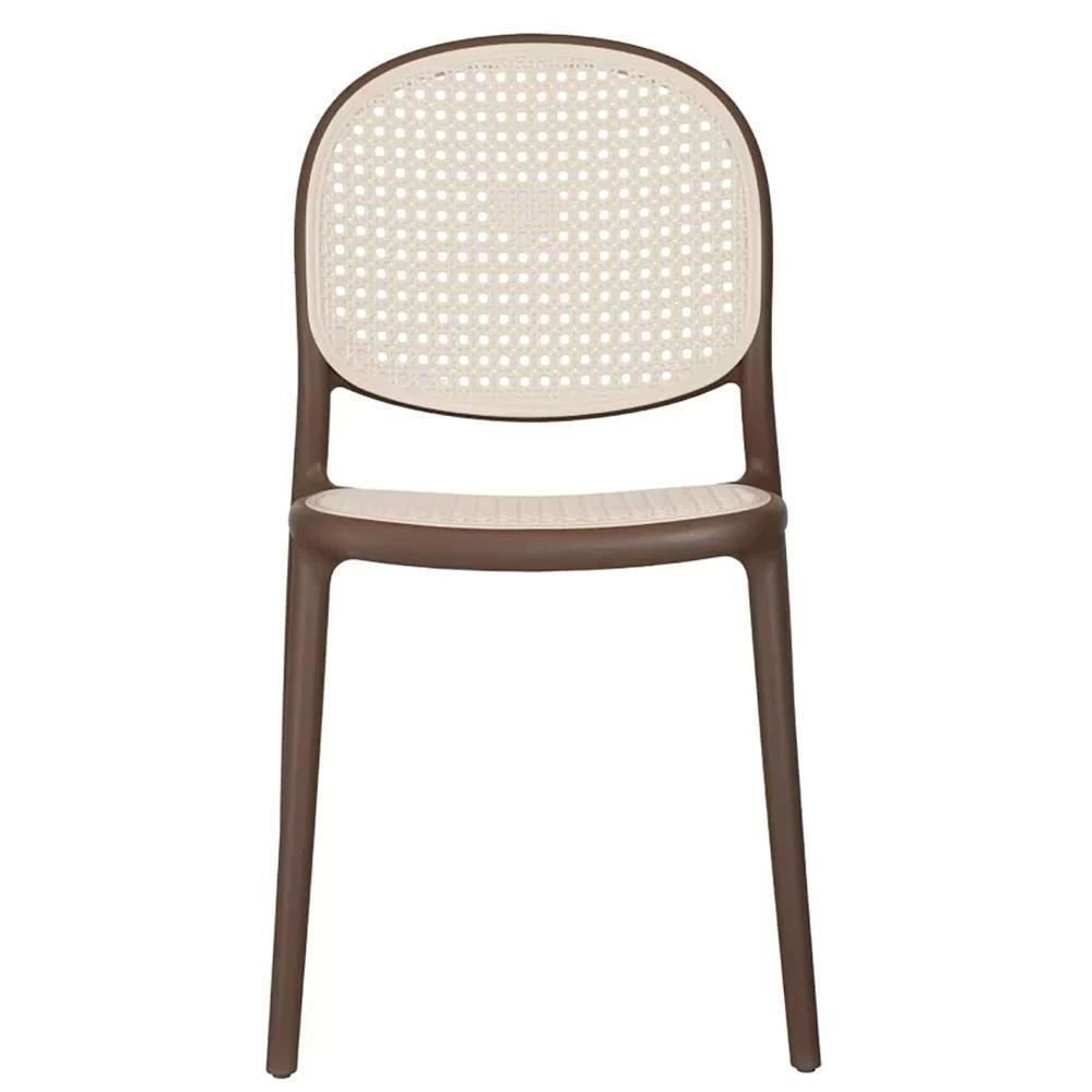 Kit 4 Cadeiras Empilhável Positano Fratini Polipropileno Cor Cinza E Assento Simulando Palha Natural - 7