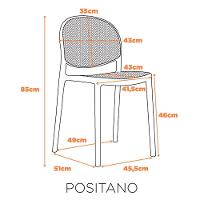 Kit 4 Cadeiras Empilhável Positano Fratini Polipropileno Cor Cinza E Assento Simulando Palha Natural - 2