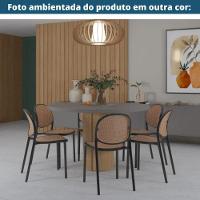 Kit 4 Cadeiras Empilhável Positano Fratini Polipropileno Cor Cinza E Assento Simulando Palha Natural