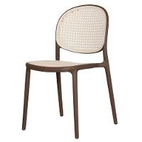 Kit 4 Cadeiras Empilhável Positano Fratini Polipropileno Cor Cinza E Assento Simulando Palha Natural - 6