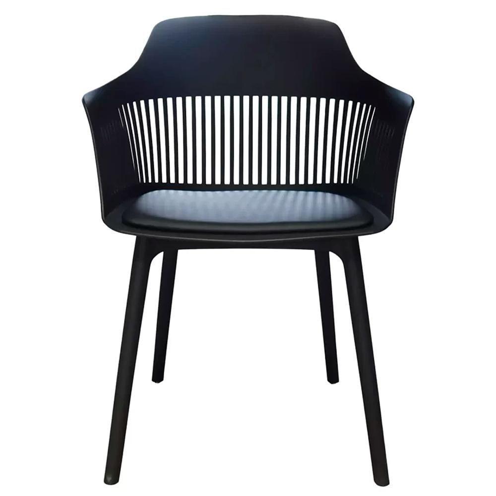 Kit 4 Cadeiras Montreal Marcela Fratini Almofada Em Pu Estrutura Em Polipropileno Preto - 4