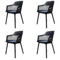 Kit 4 Cadeiras Montreal Marcela Fratini Almofada Em Pu Estrutura Em Polipropileno Preto - 1