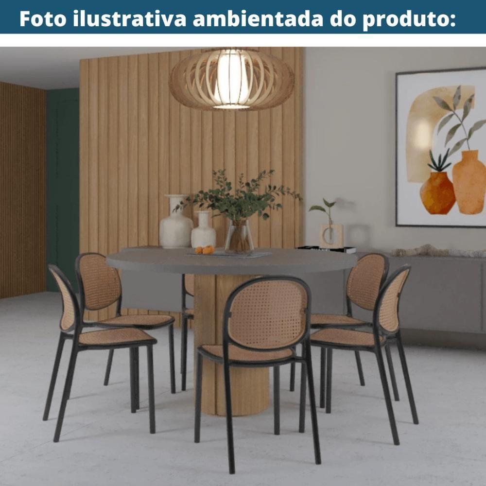 Kit 4 Cadeiras Empilhável Positano Fratini Polipropileno Cor Preta E Assento Simulando Palha Rattan - 2