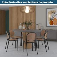 Kit 4 Cadeiras Empilhável Positano Fratini Polipropileno Cor Preta E Assento Simulando Palha Rattan - 2