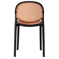 Kit 4 Cadeiras Empilhável Positano Fratini Polipropileno Cor Preta E Assento Simulando Palha Rattan - 6