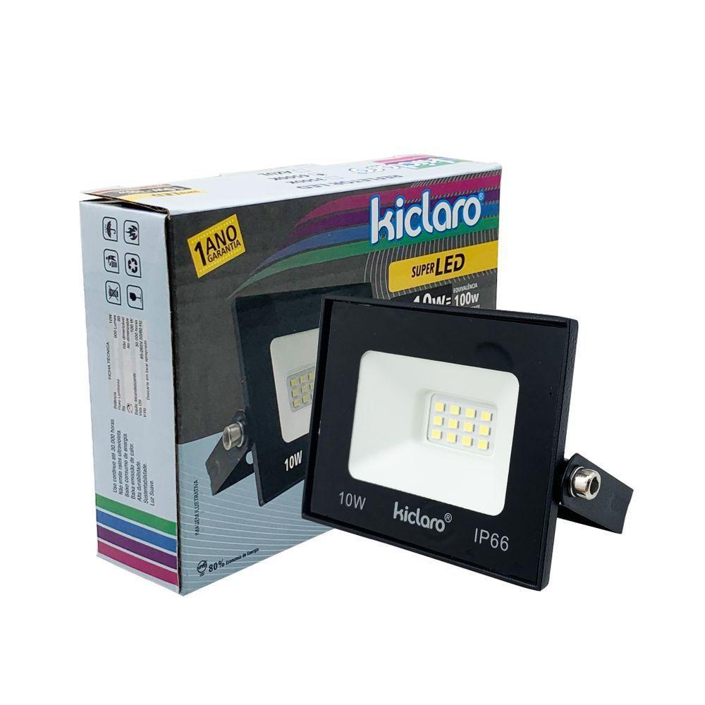 Refletor Led Slim 10w Bivolt Alumínio 10,5x2,6x7cm Resistente água | Kiclaro Branco Frio - 6500k - 1