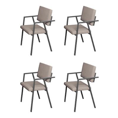 Conjunto 4 Poltronas de Escritório Podium Plus Giratória Bege Plata Móveis
